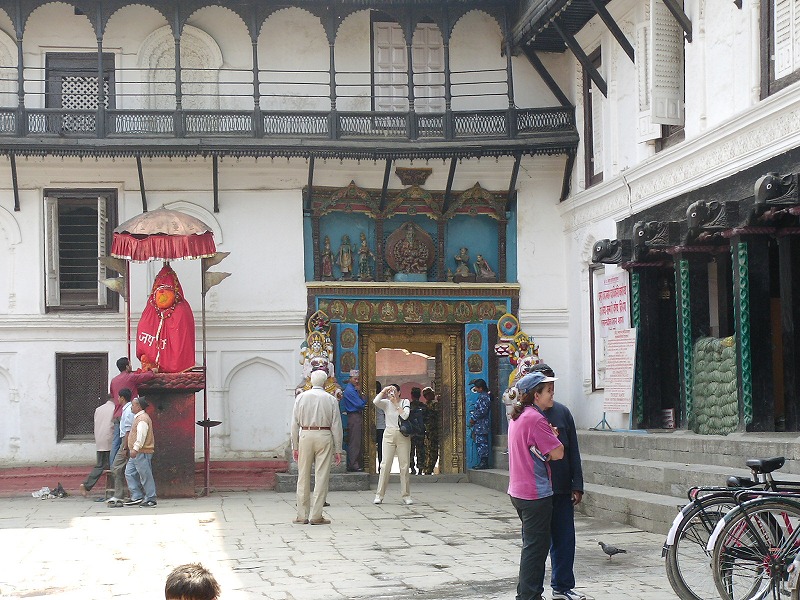 ネパールのカトマンズのダルバールスクエアのハヌマンドカ像