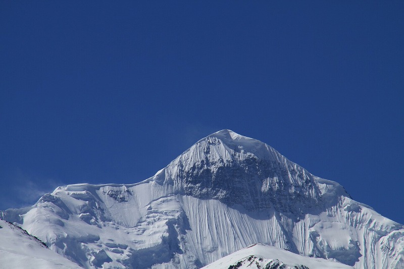 雲一つ無い時のネパールのヒマラヤのニルギリ山です。